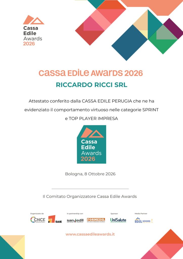 Attestato Cassa Edile Awards 2026